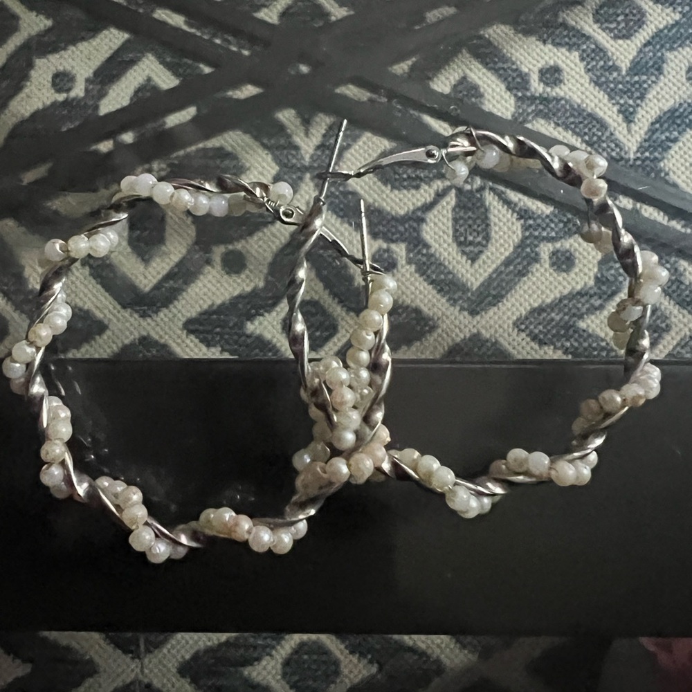Elegant Pearl Hoop Earrings